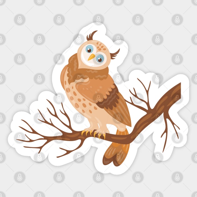 Owl Hand drawn Illustration Sticker by Mako Design 